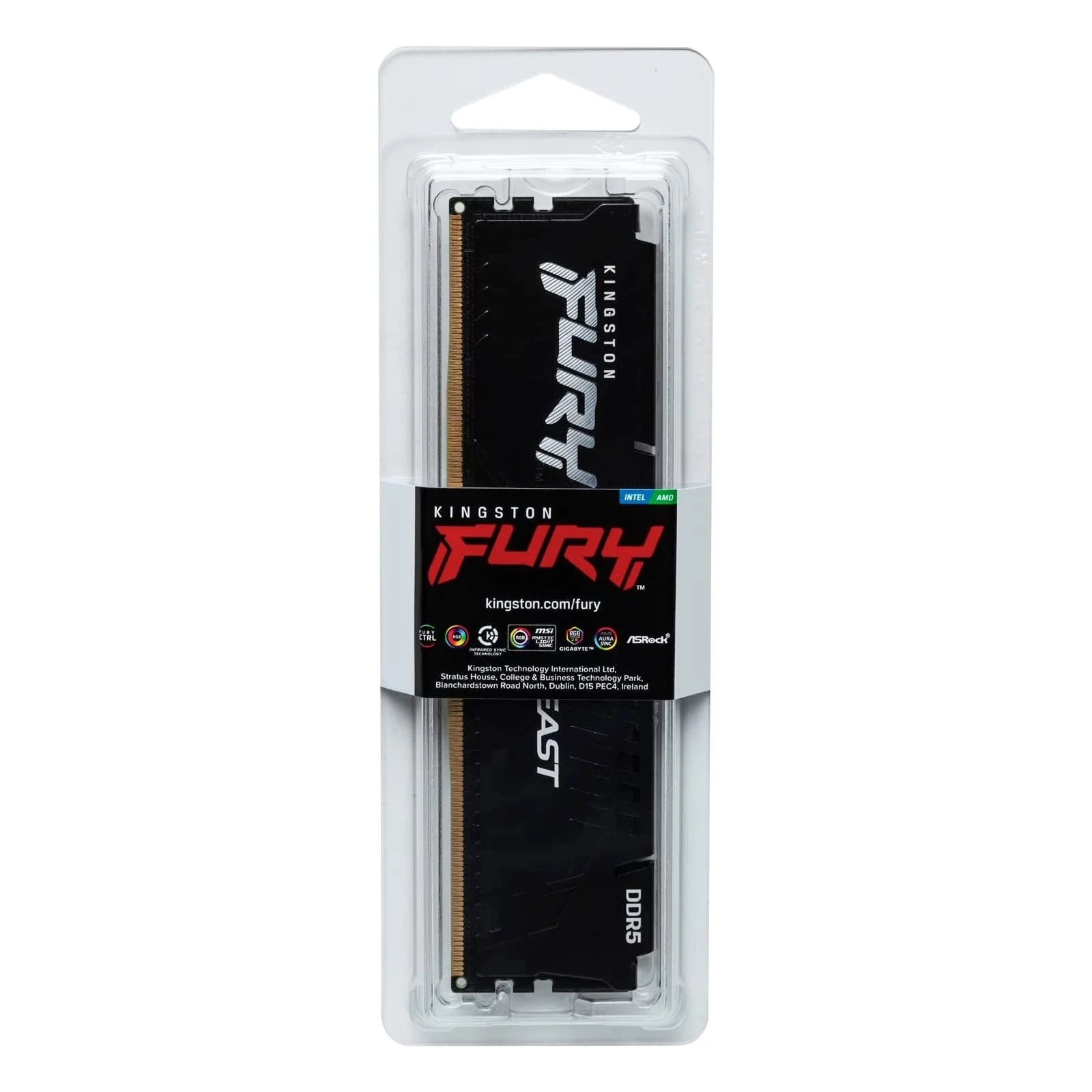 DDR5 32GB 5200 MHz Fury Beast Black Kingston Fury (ex.HyperX) (KF552C40BB-32) (UA) Тип пам'яті: DDR5; Об'єм пам'яті: 32
