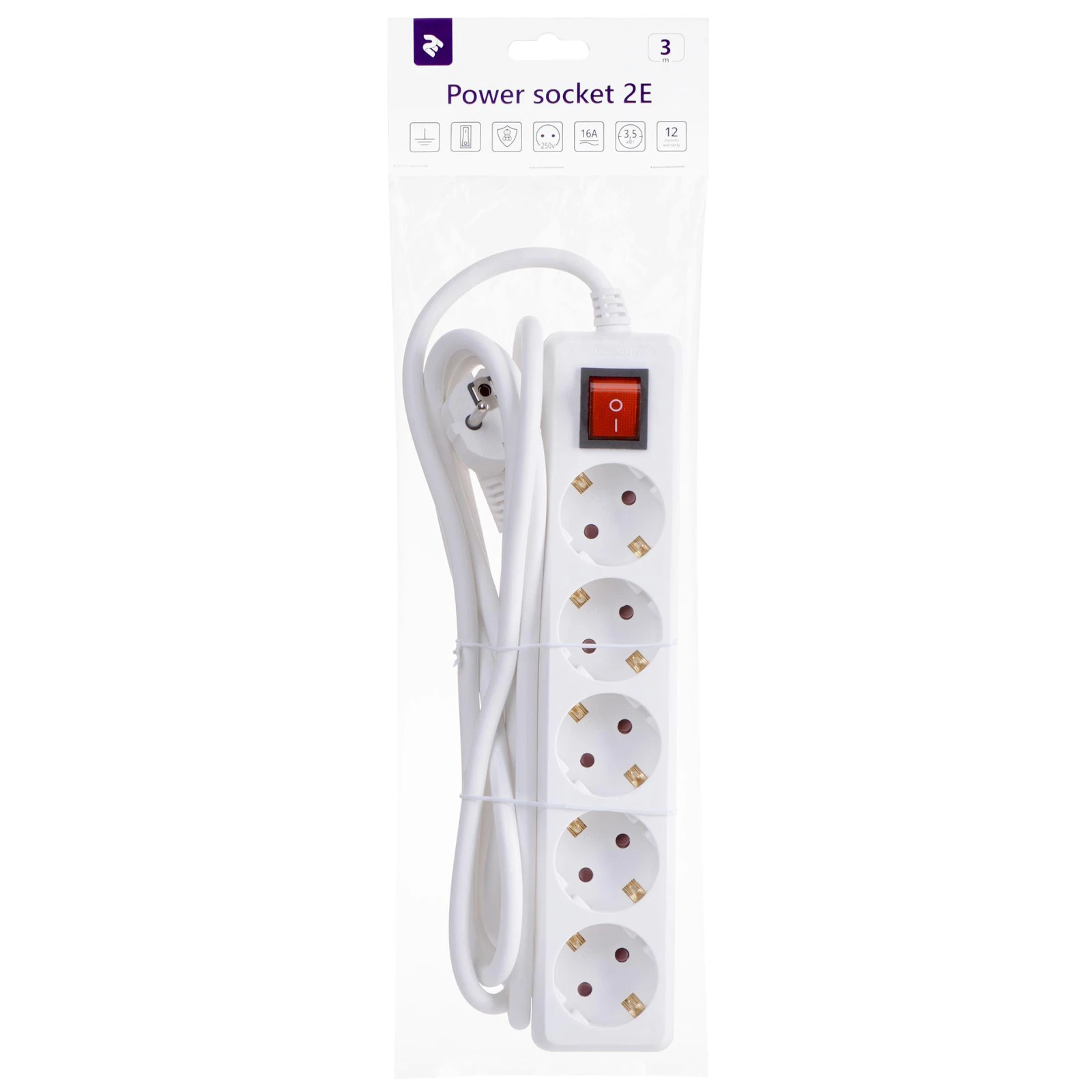 2E 5xSchuko, 3м (2E-U05ESM3) (UA) Номінальна напруга ~230 В