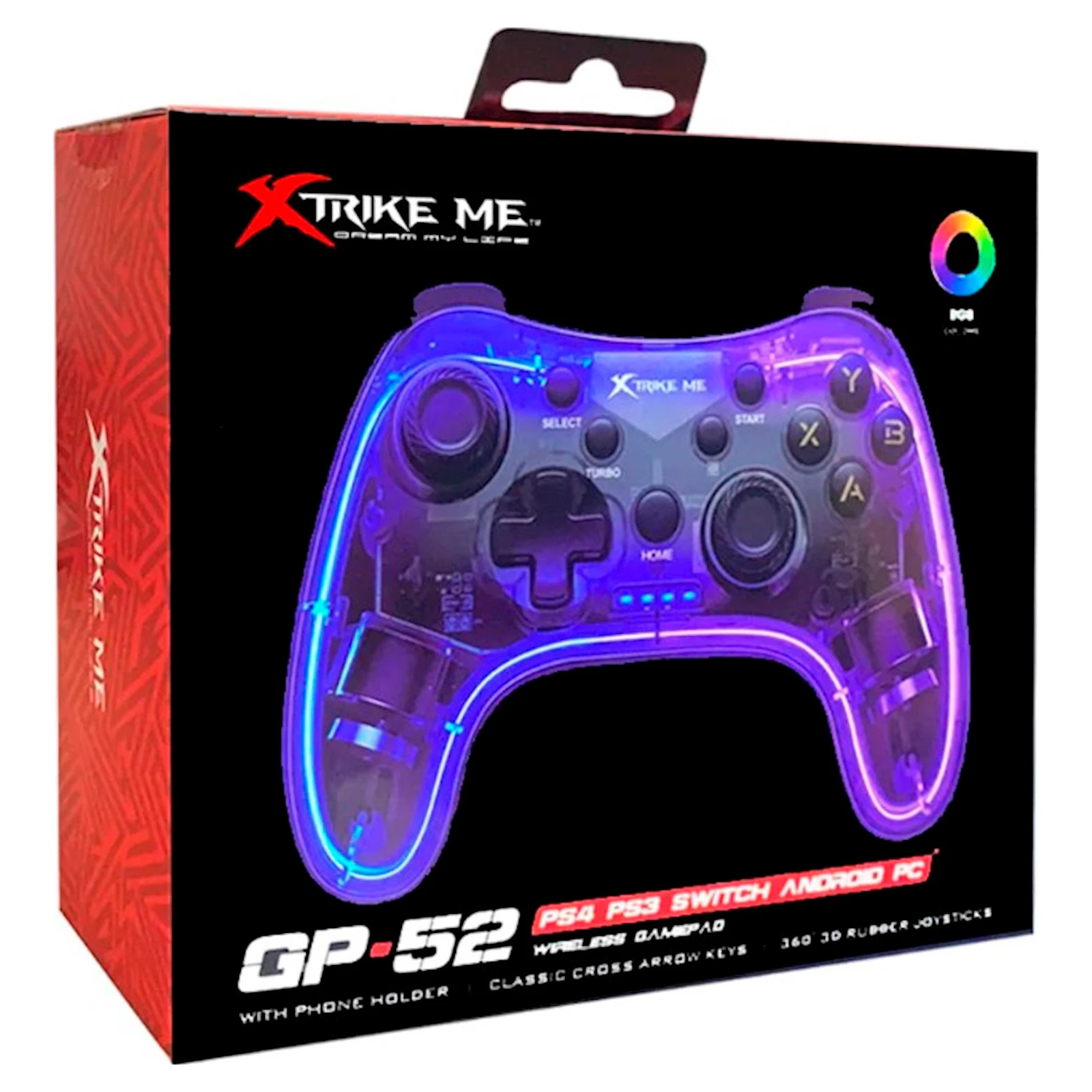 Геймпад Xtrike ME GP-52 Bluetooth RGB PS4/IOS/Android/PC/Nintendo (GP-52) (UA) Особливість: З підсвічуванням;