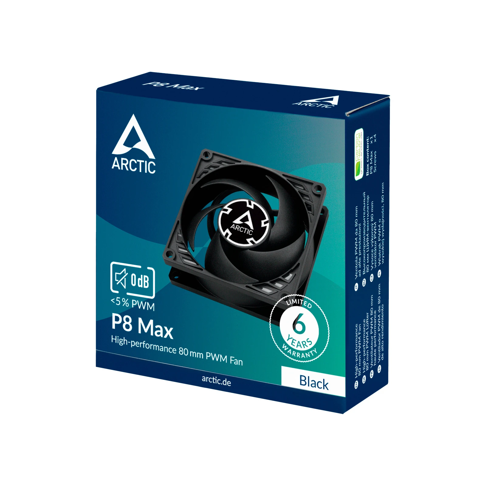Кулер для корпусу Arctic P8 MAX (ACFAN00286A) (UA) Тиск 5.3 мм H2O