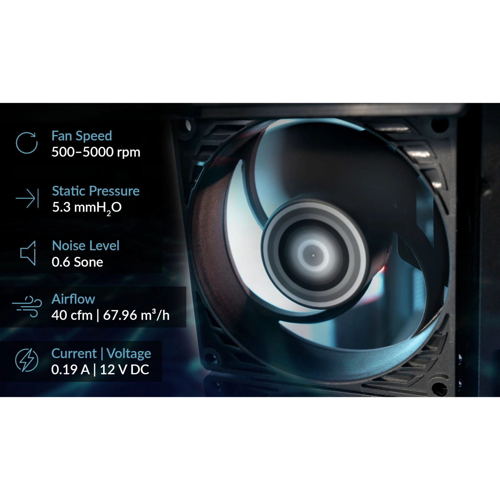 Кулер для корпусу Arctic P8 MAX (ACFAN00286A) (UA) Максимальна швидкість обертання = = = 5000RPM 40 CFM