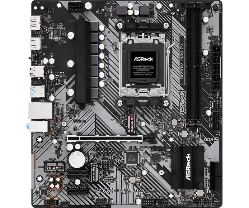 Материнська плата ASRock B650M-H/M.2+ Socket AM5 (UA) Сокет: AM5; Чіпсет: AMD B650;