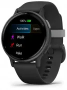 Garmin vivoactive 5 Slate Aluminum Bezel with Black Case and Silicone Band (010-02862-10/50/5A)