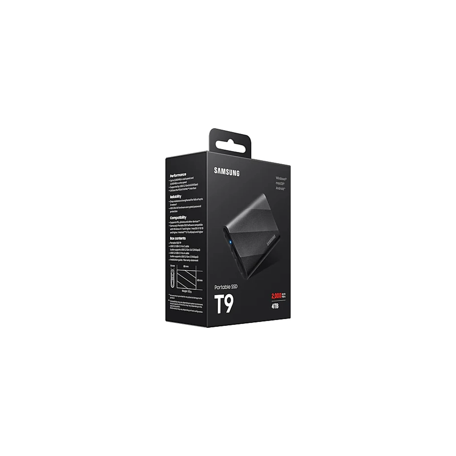 USB 3.2 4TB T9 Samsung (MU-PG4T0B/EU) (UA) Типоразмер М2 -