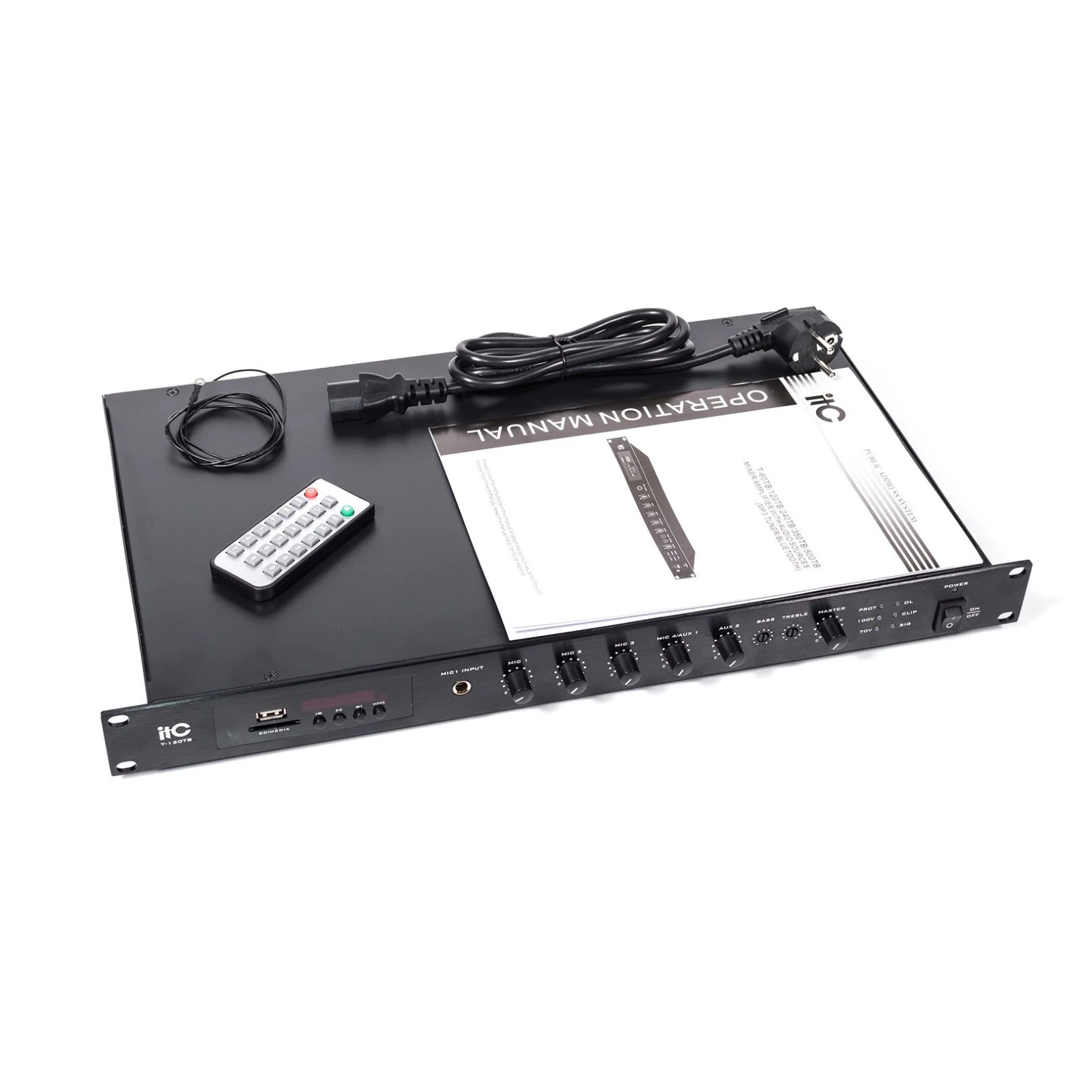 Підсилювач ITC 120 Вт із USB/SD/TUNER (T-120TB) (UA) Кількість вихідних каналів: 1;