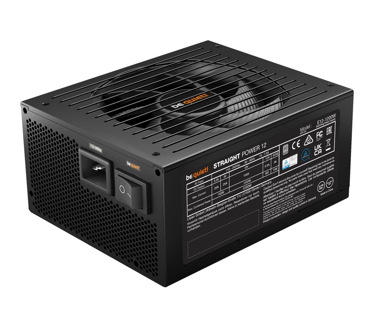 be quiet! Straight Power 12 1200W 80 Plus Platinum ATX 3.0 (BN339) EU Максимальная мощность, Вт: 1200 Вт;