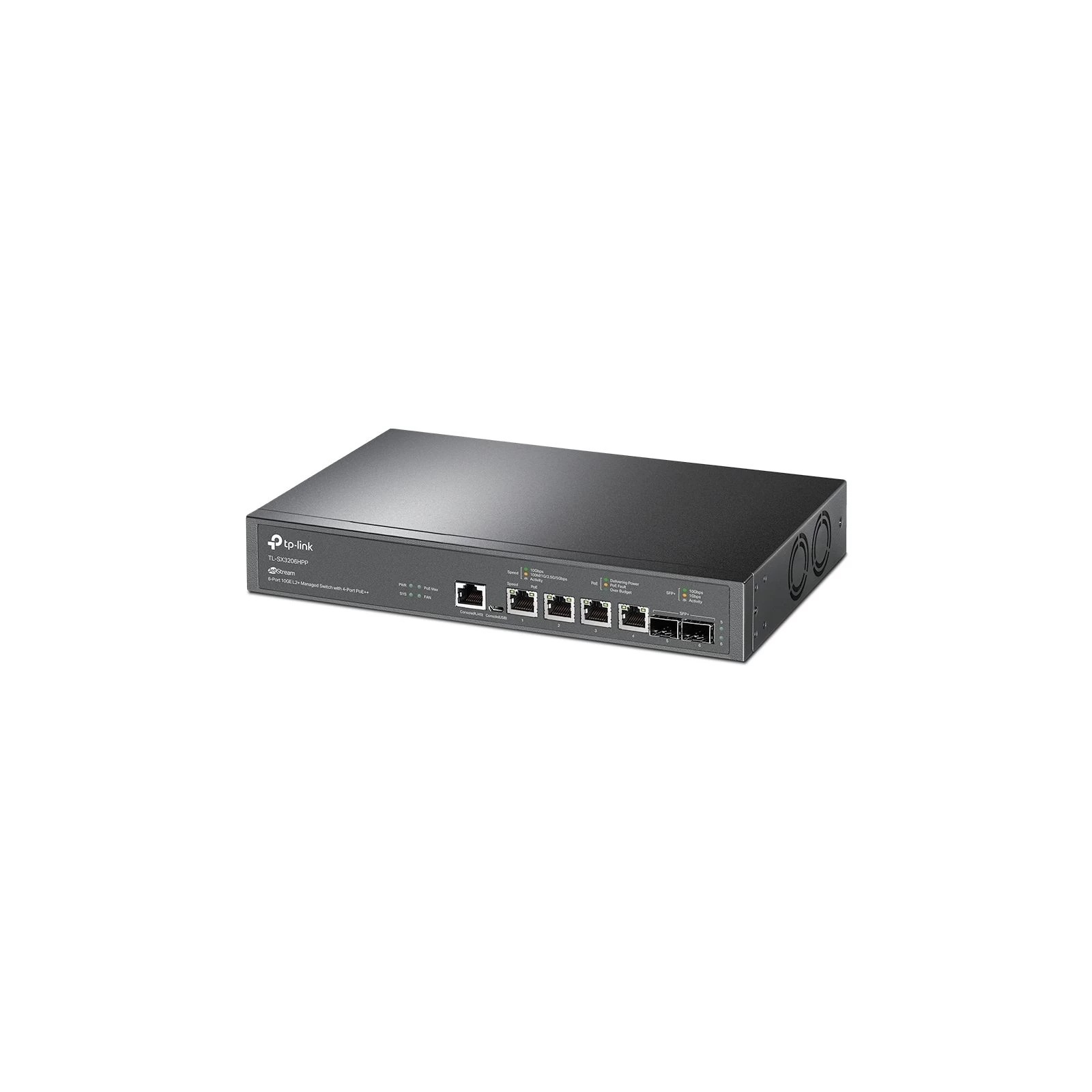 Коммутатор сетевой TP-Link TL-SX3206HPP 2xSFP+ (10GE) 4x10GE LAN console+microUSB L2 JetStream 19 1U (TL-SX3206HPP) (UA) Тип: управляемый 3-го уровня;