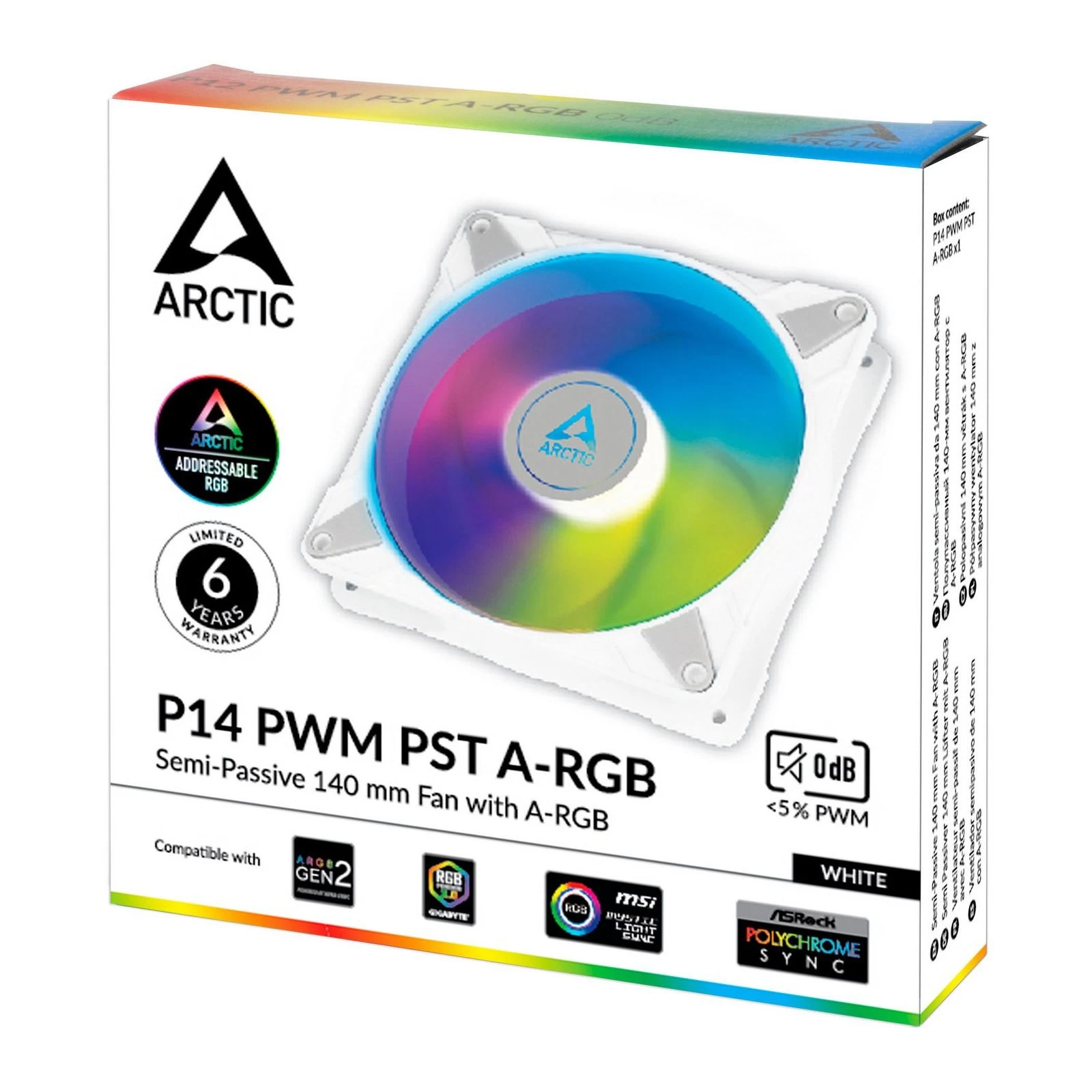 Кулер для корпусу Arctic P14 PWM PST/A-RGB WHITE (ACFAN00276A) (UA) Кількість вентиляторів: 1;
