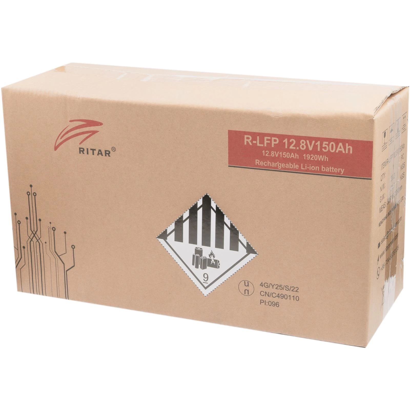 LiFePo4 Ritar R-LFP 12.8V 150Ah (UA) Напруга: 12.8 В; Місткість: 150 Ач;