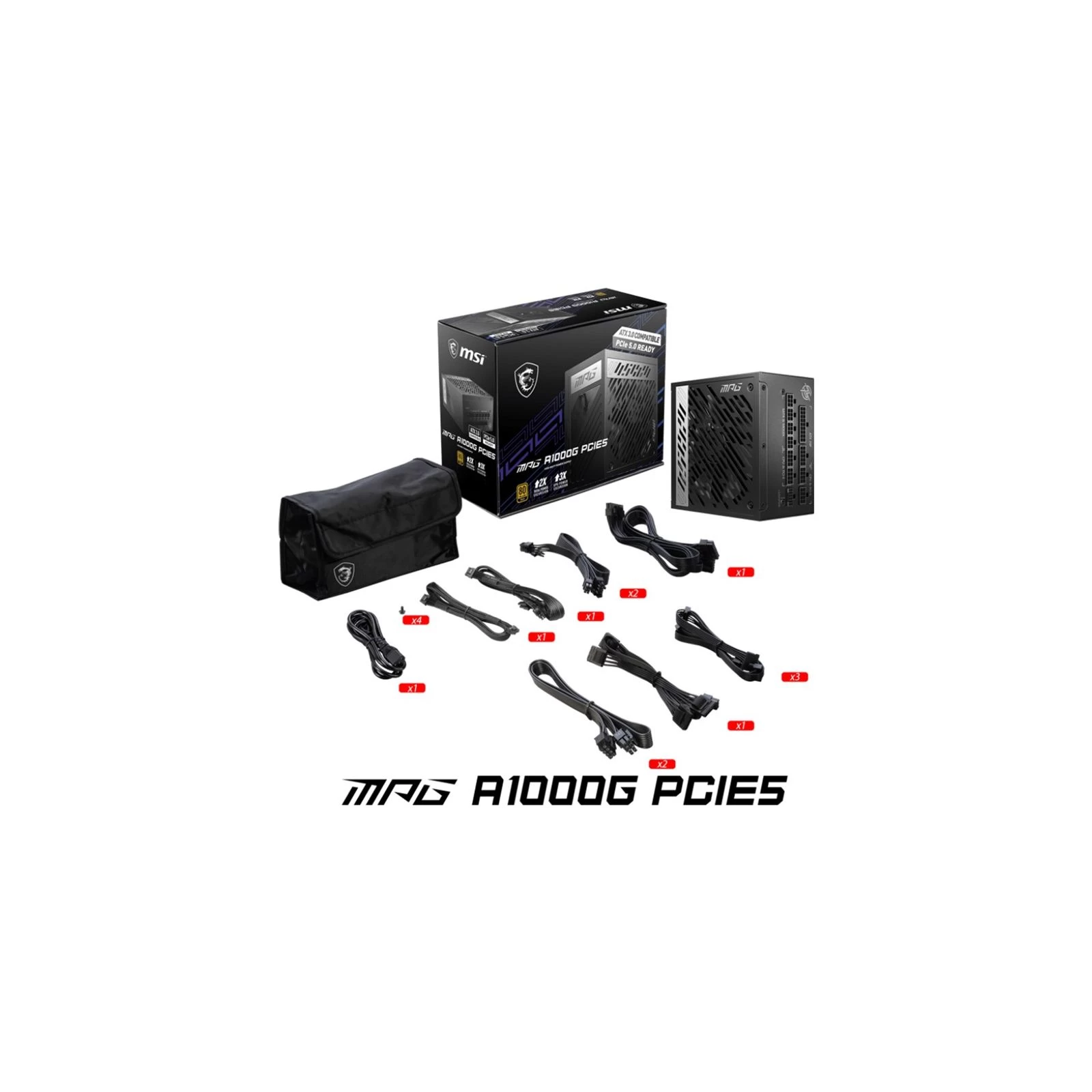 MSI 1000W (MPG A1000G PCIE5) (306-7ZP7C11-CE0) (UA) Тип БП: модульные, для