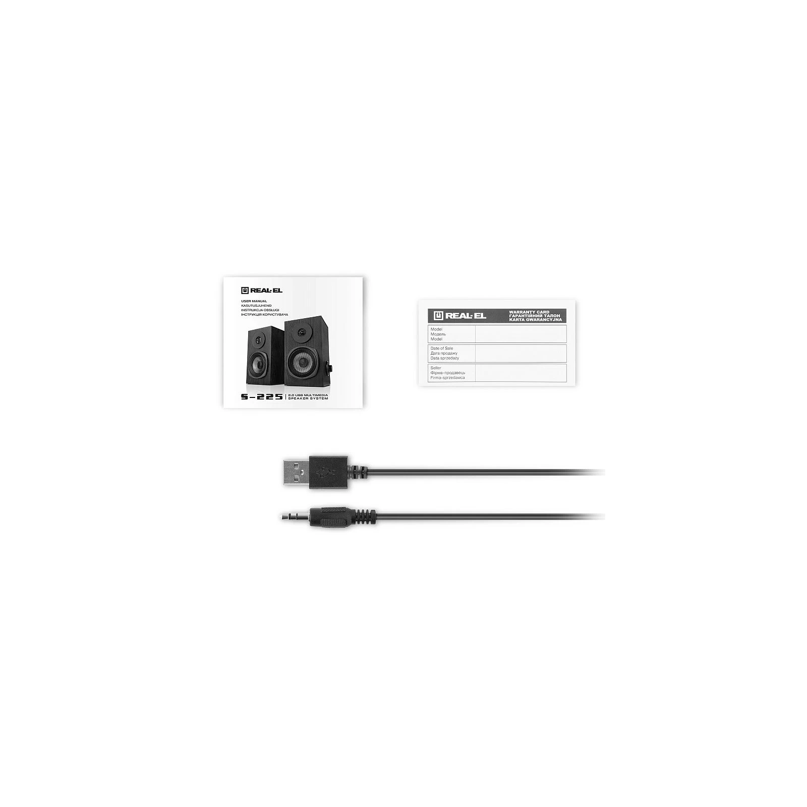 REAL-EL S-225 USB Black (UA) Подключение проводное