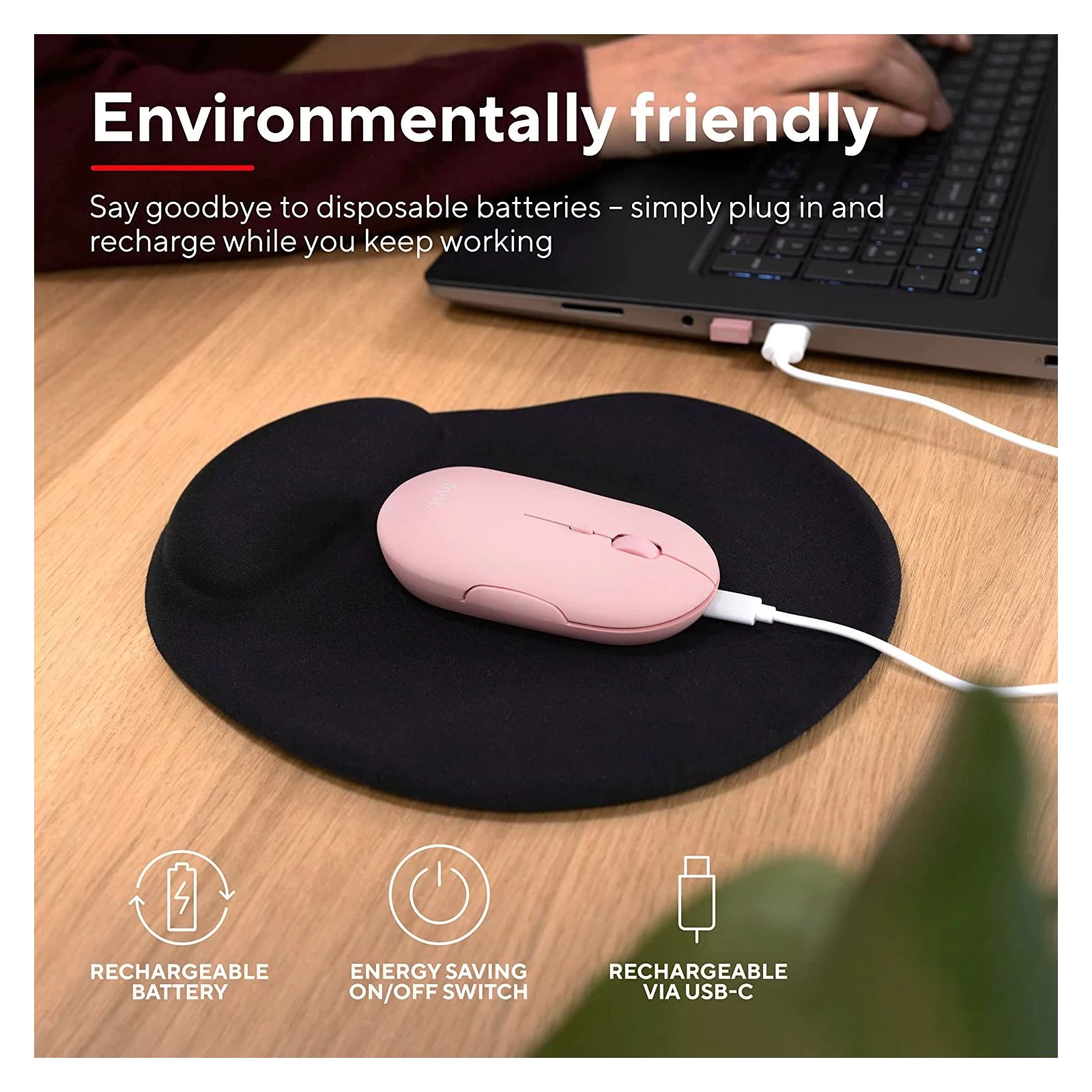 Trust Puck Wireless/Bluetooth Silent Pink (24125) (UA) Тип: Безшумні, Портативні;