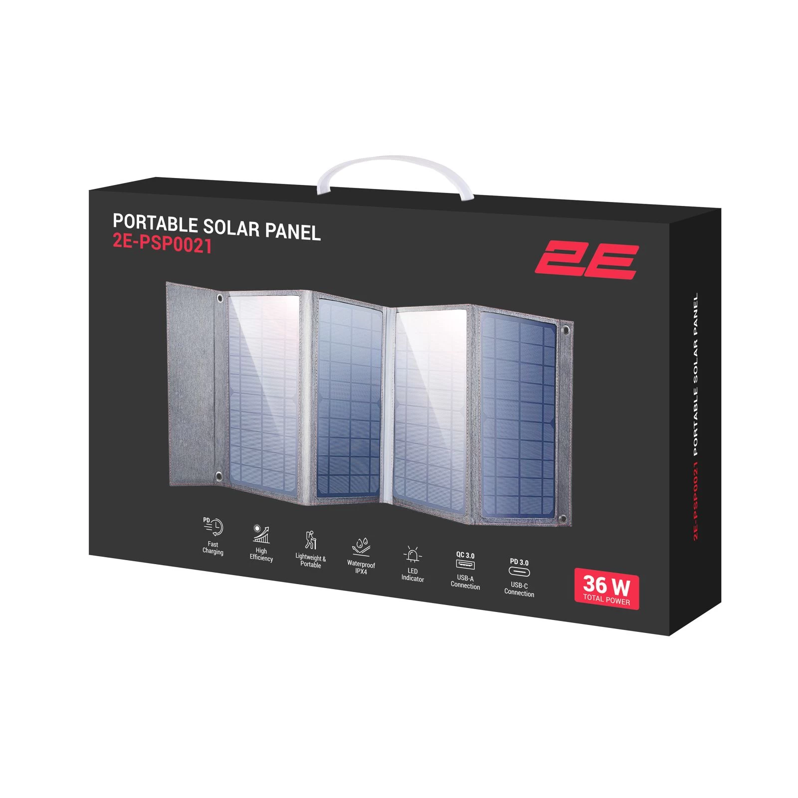 2E Sun Panel 36W USB-C 20W, USB-A 18W (2E-PSP0021) (UA) Потужність, Вт: 36; Вихідна