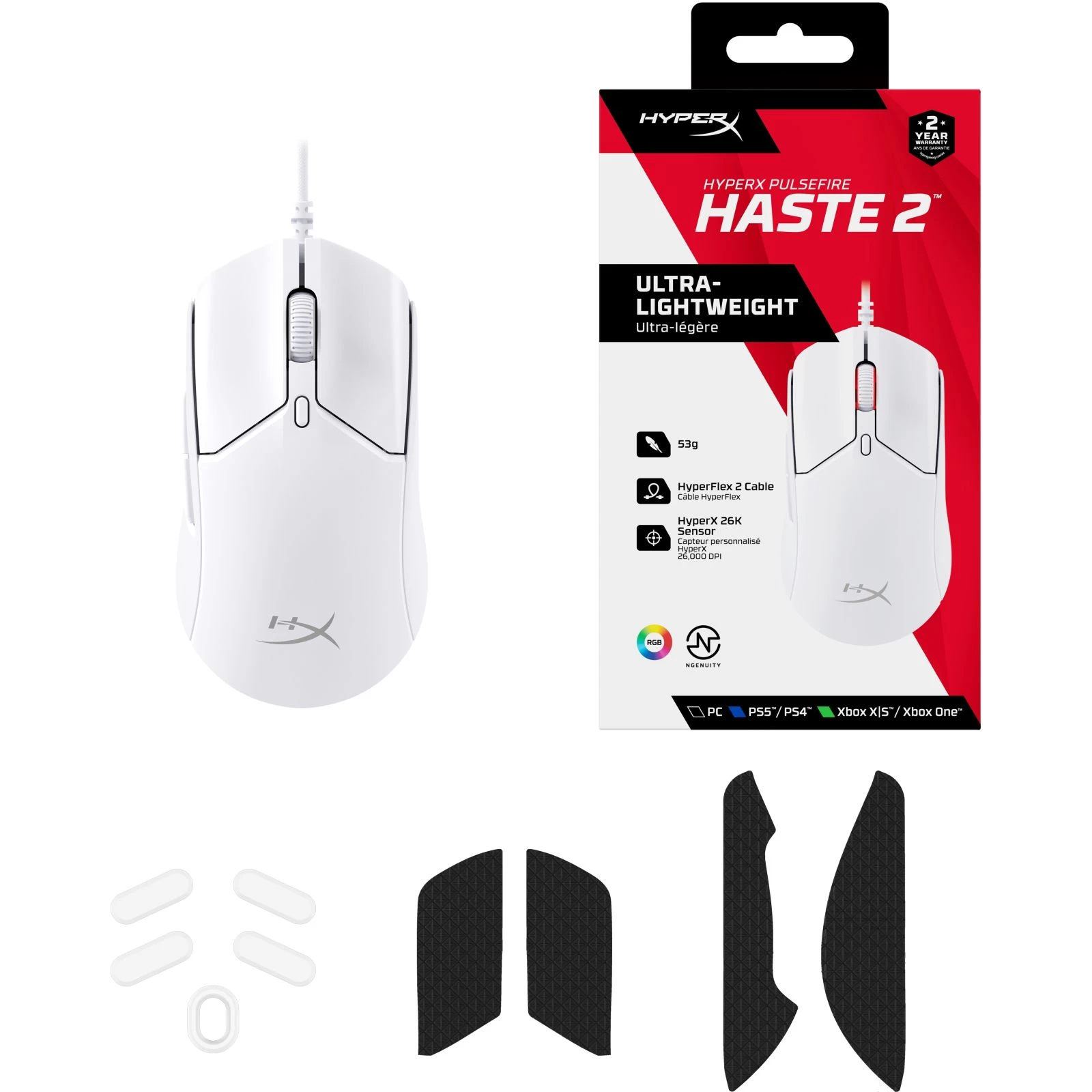 HyperX Pulsefire Haste 2 USB White (6N0A8AA) (UA) Тип датчика оптический