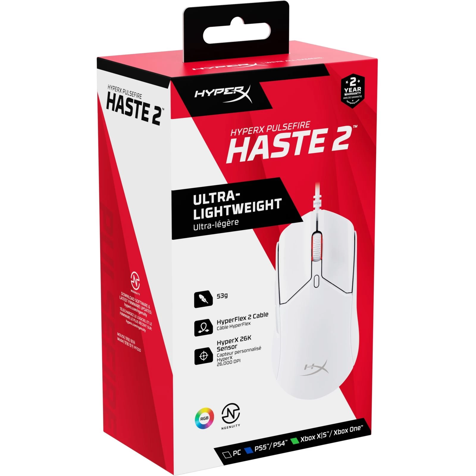 HyperX Pulsefire Haste 2 USB White (6N0A8AA) (UA) Интерфейс подключения USB