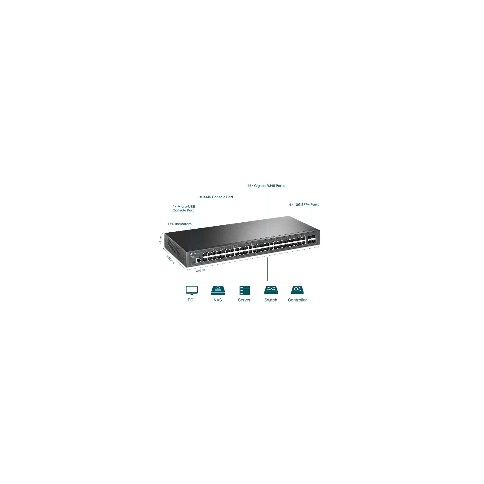 Комутатор мережний TP-Link TL-SG3452X 48xGE 4x10GE/SFP+ L2 JetStream 19