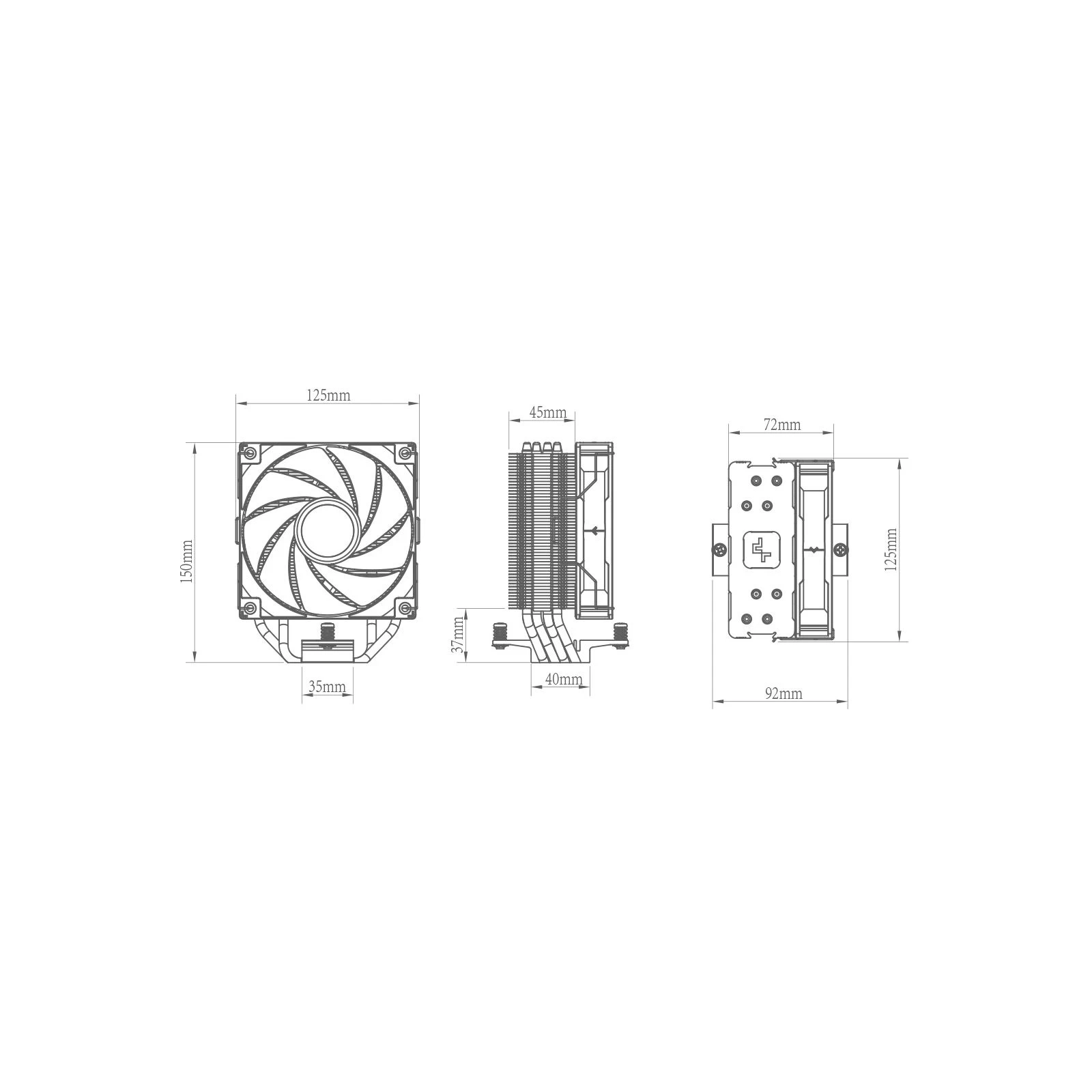 Кулер для процессора Deepcool AG400 LED (UA) Сокет AM5, 1700, 1200, AM4, 1151, 1150, 1155, 1156