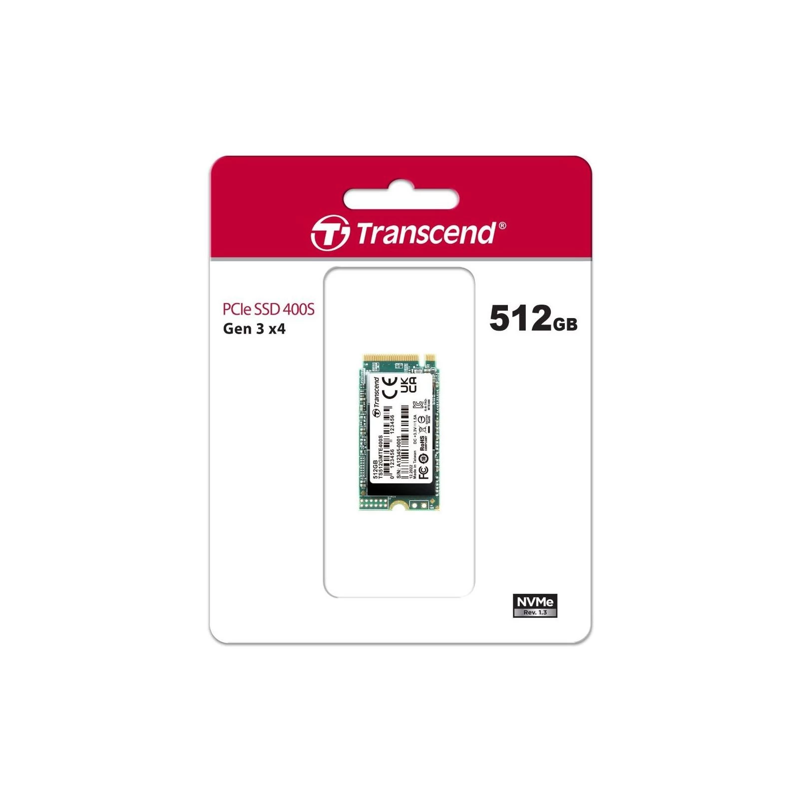 M.2 2242 512GB Transcend (TS512GMTE400S) (UA) Тип накопичувача: внутрішній;