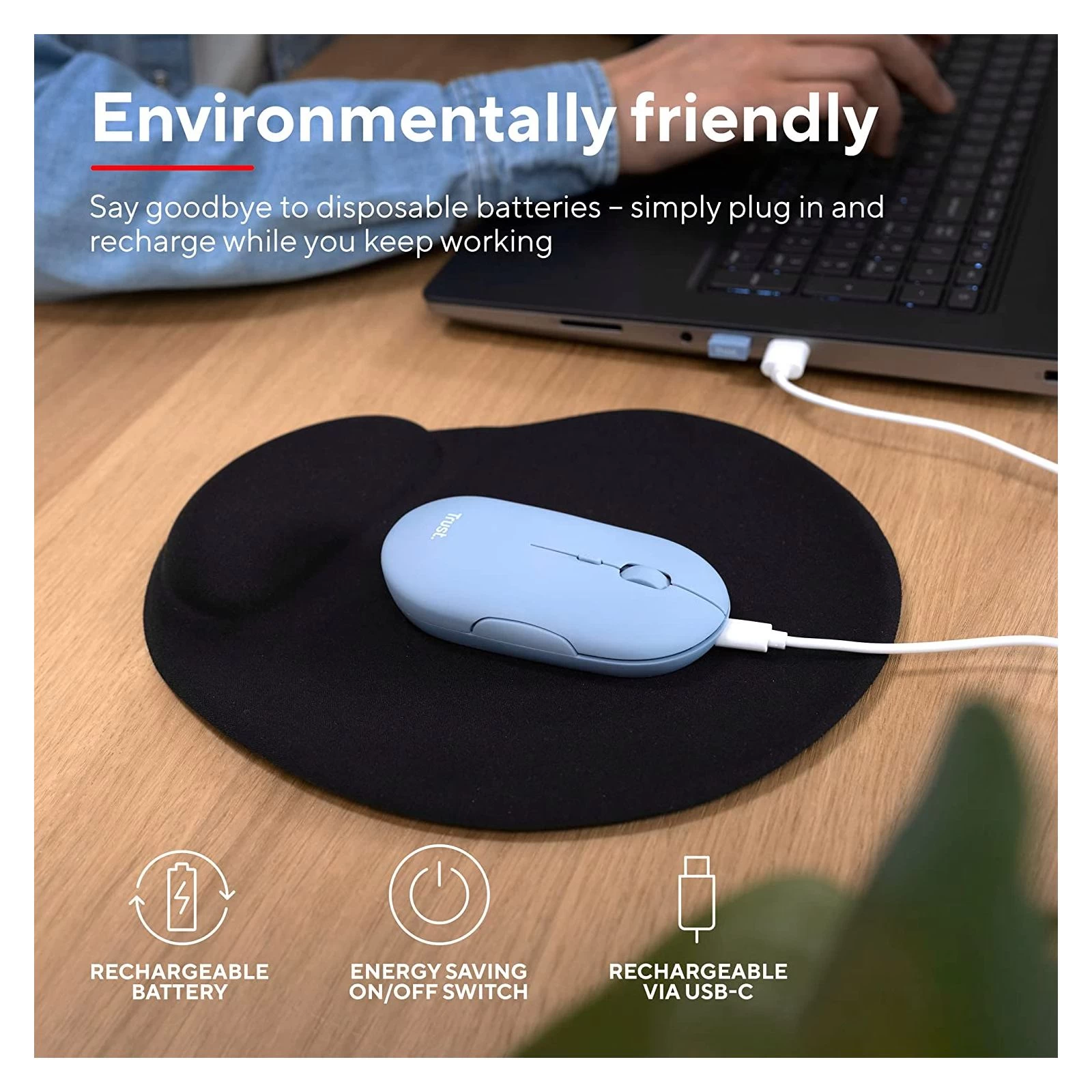 Trust Puck Wireless/Bluetooth Silent Blue (24126) (UA) Назначение для ноутбука, для компьютера