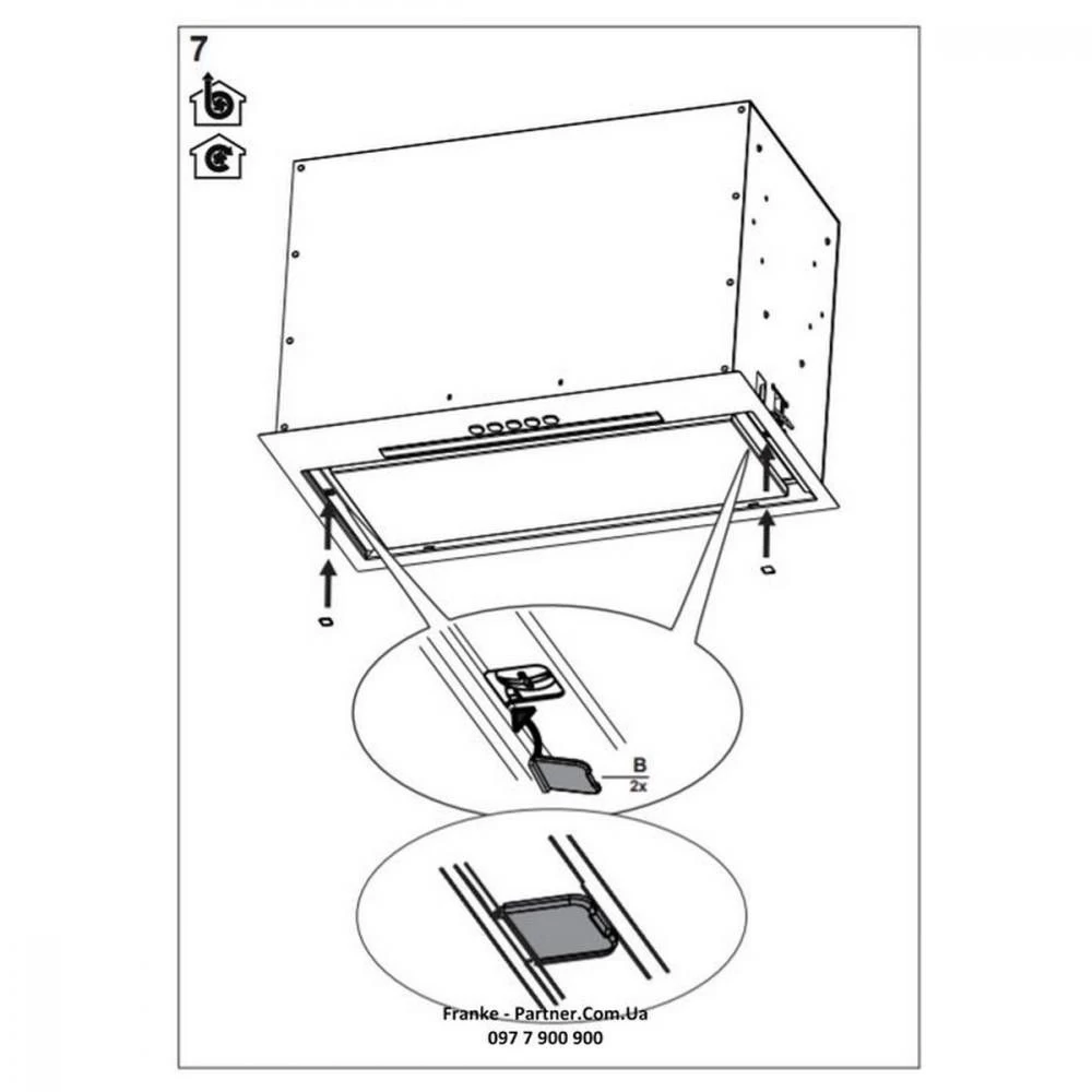 Franke Box Flush EVO FBFE XS A70 (305.0665.361) (UA) Відведення/рециркуляція повітря +/+