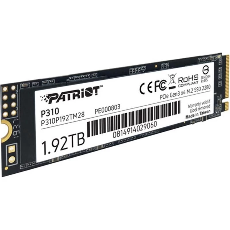 1.92TB Patriot P310 M.2 2280 PCIe NVMe 4.0 x4 TLC (P310P192TM28) (UA) Потребление энергии: нет данных;