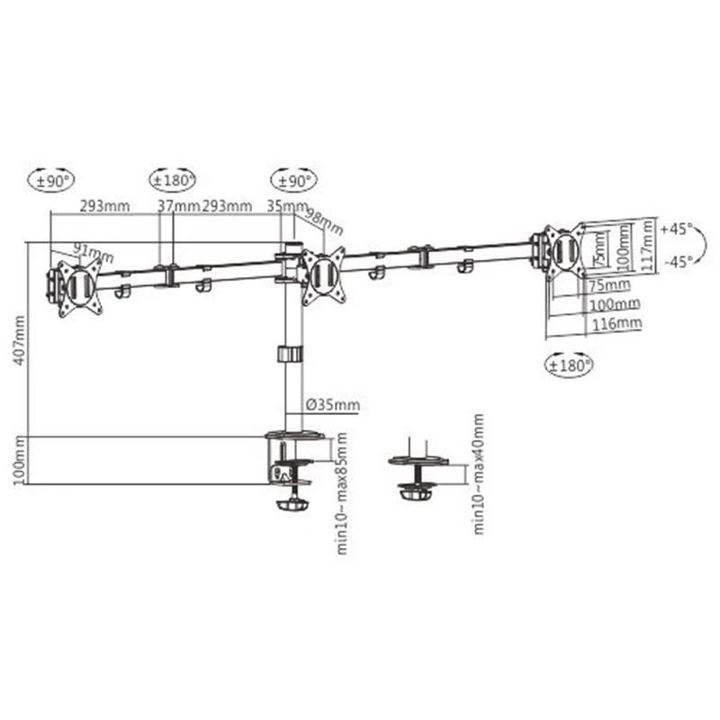 Gembird MA-D3-01 (VESA100х100) (UA) Вид кронштейна: