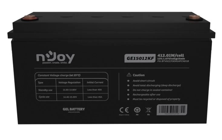 Njoy GE15012KF 12V 150AH (BTVGCLTODHLKFCN01B) GEL Номінальна напруга: 12 В;
