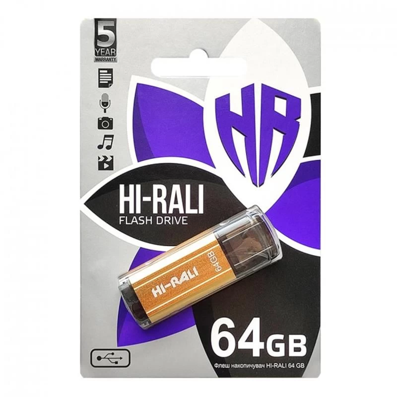USB 64GB Hi-Rali Stark Series Gold (HI-64GBSTGD) Інтерфейс USB 2.0