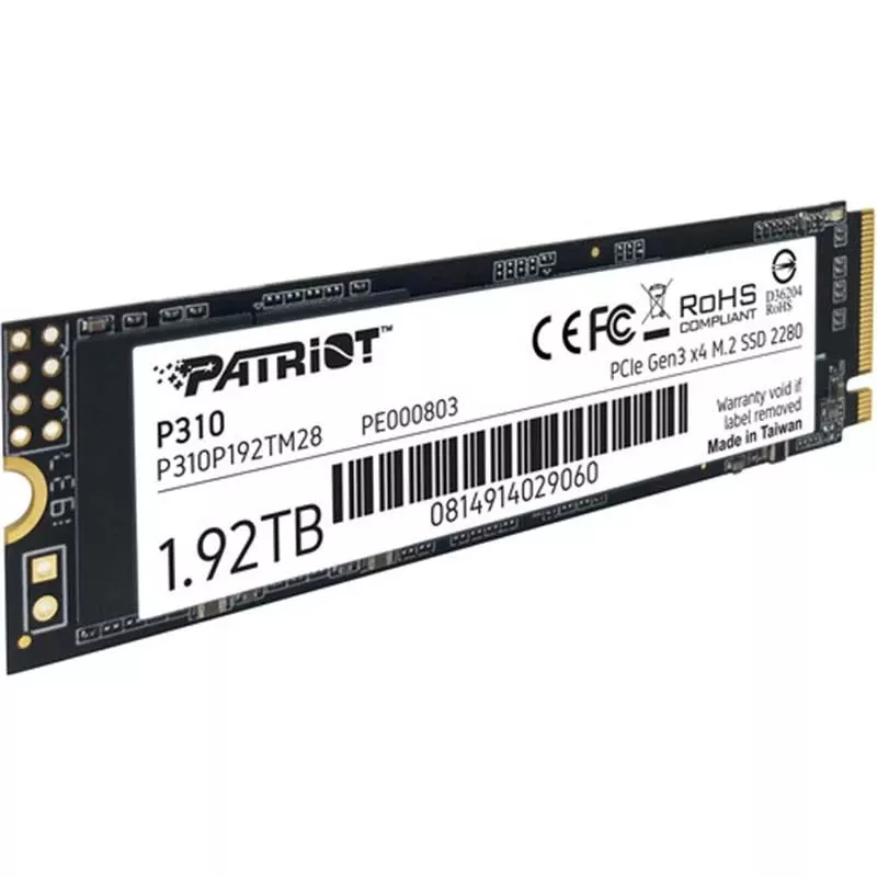 1.92TB Patriot P310 M.2 2280 PCIe NVMe 4.0 x4 TLC (P310P192TM28) (UA) Потребление энергии нет данных