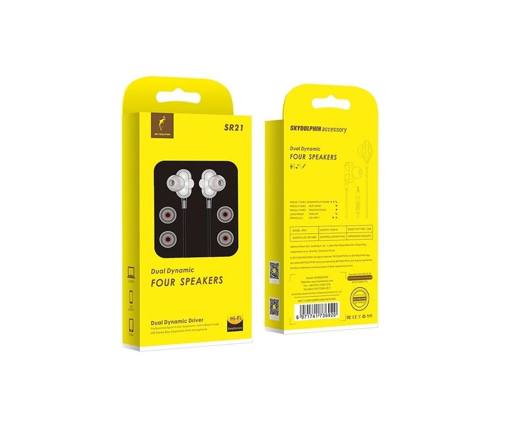 Гарнітура SkyDolphin SR21 Four Speakers with mic White (HF-000482) Тип підключення: дротове;