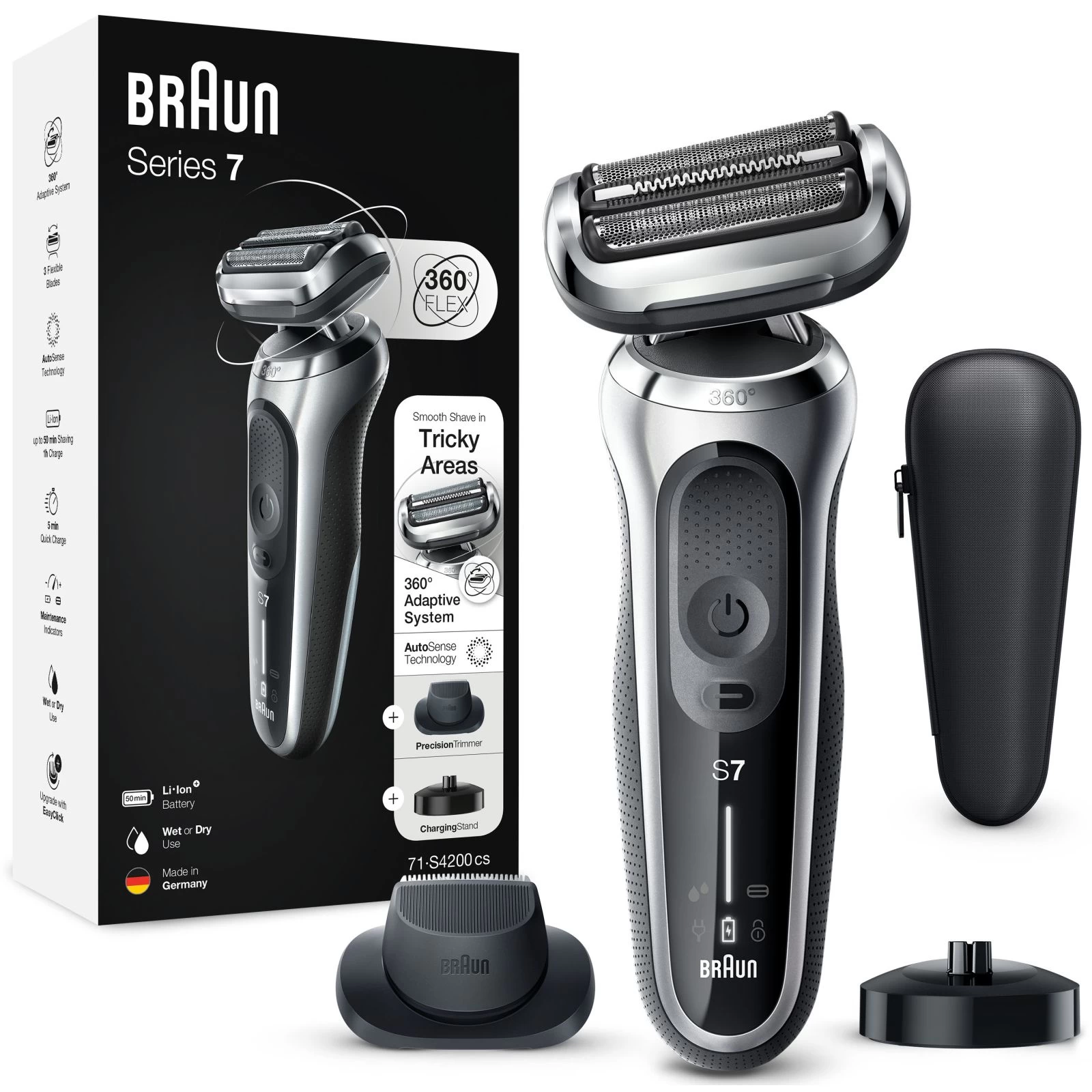 Braun Series 7 71-S4200cs SILVER/BLACK Бритовна система: сіткова