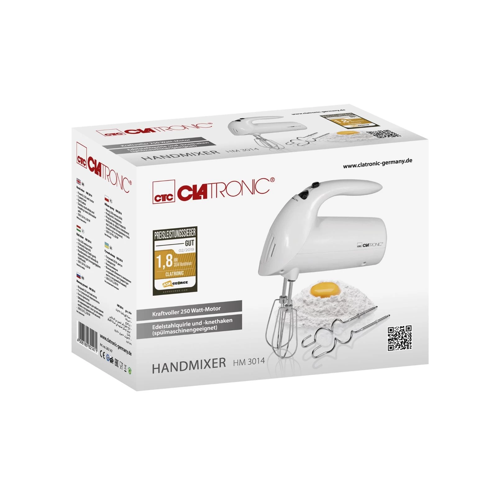 Clatronic HM 3014 White (HM3014 White) (UA) Тип: ручний; Потужність: 250Вт;