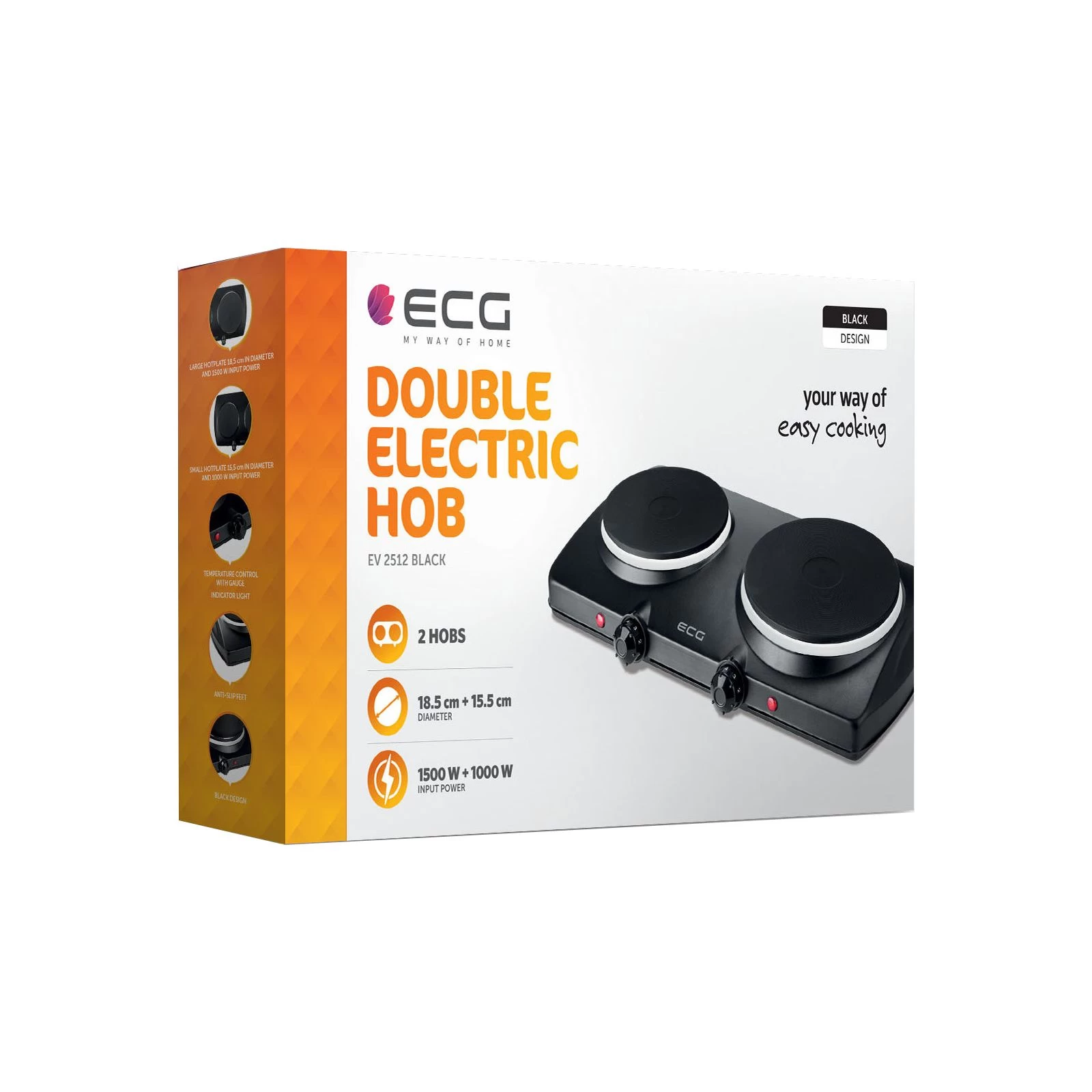 ECG EV 2512 Black (UA) Тип варильної поверхні: електро;