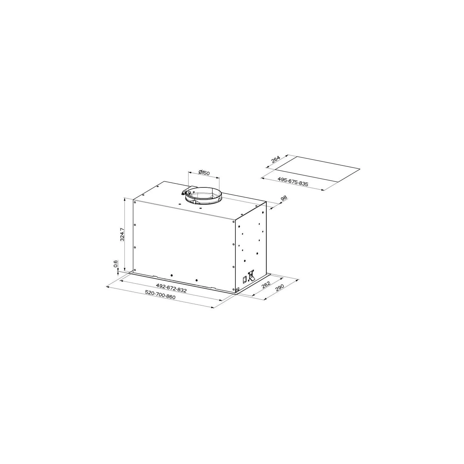 Faber INKA LUX EVO WH MATT A52 (UA) Тип монтажа в шкаф