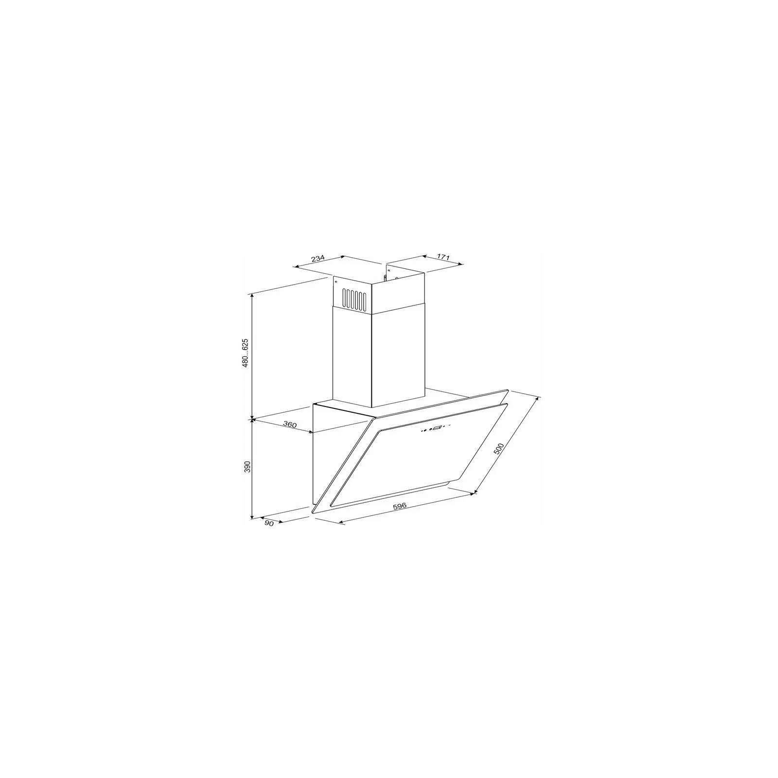 GRANADO Vivares 1614-1200 black glass (GCH336411) (UA) Тип: похила; Тип монтажу: