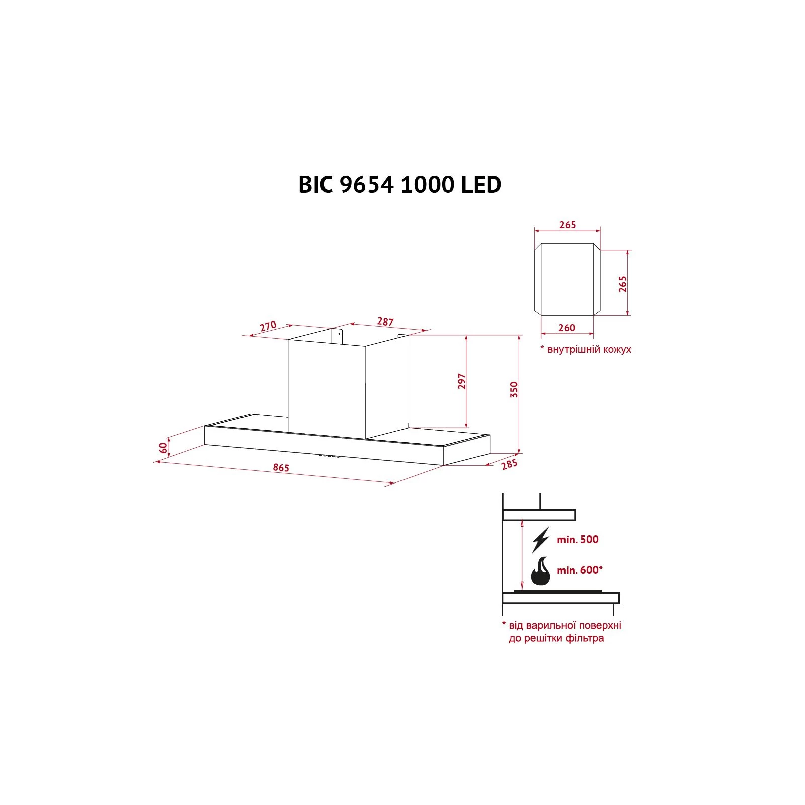 Perfelli BIC 9654 I 1000 LED (UA) Тип: вбудована; Тип монтажу: у