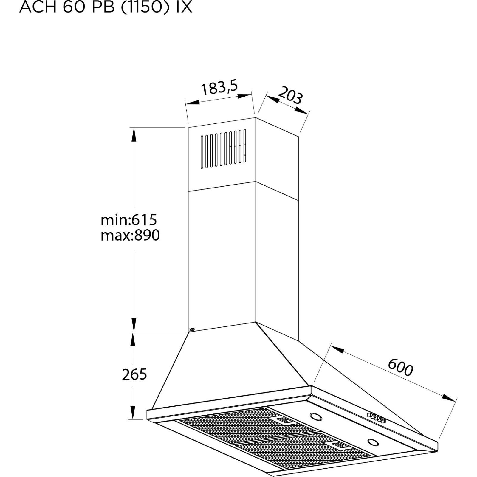 Pyramida ACH 60 PB (1150) IX (UA) Тип: купольная; Тип монтажа: