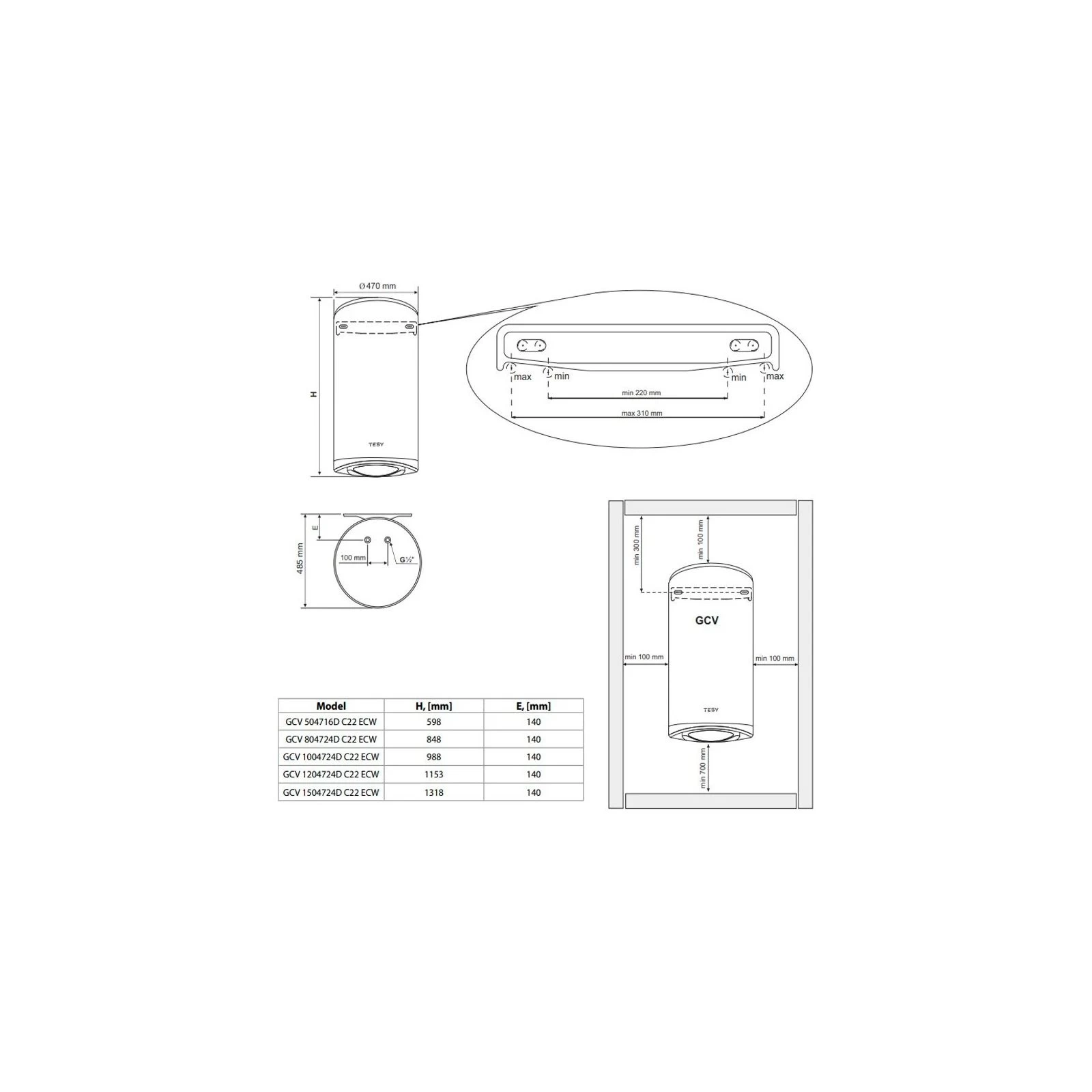 Tesy 305084 (UA) Об'єм: 100 л; Тип ТЕНу: сухий