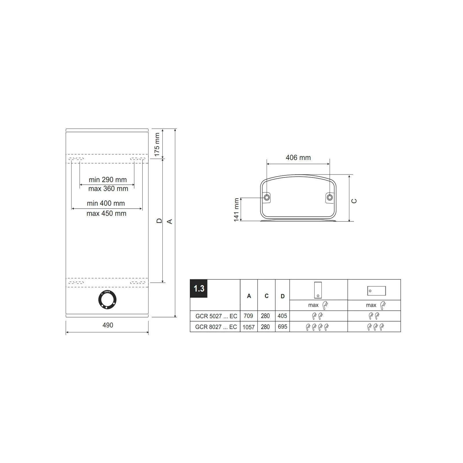 Tesy 306087 (UA) Форма бойлера: прямокутна, slim