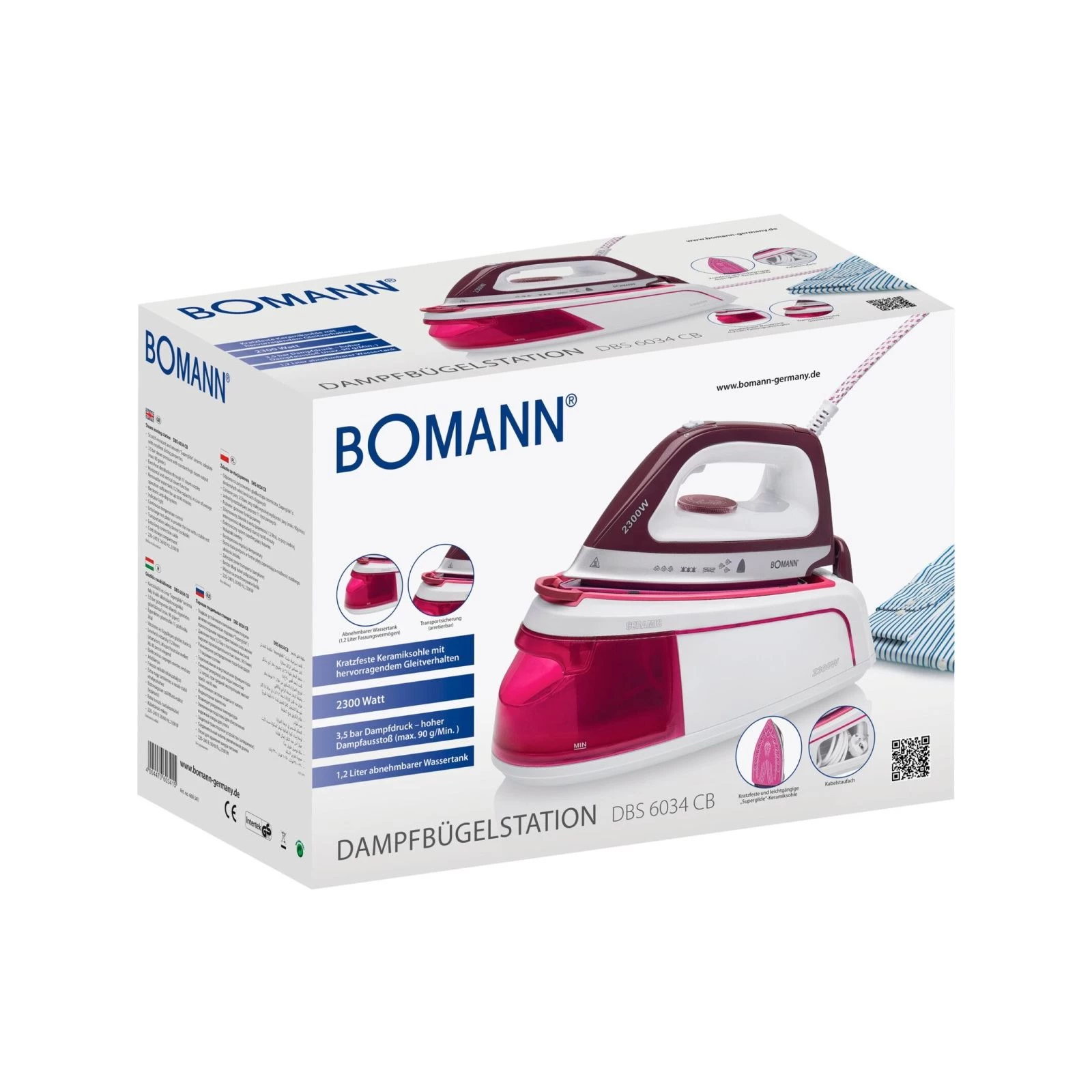 Bomann DBS 6034 CB (DBS6034CB) (UA) Тип праски: праска з подачею
