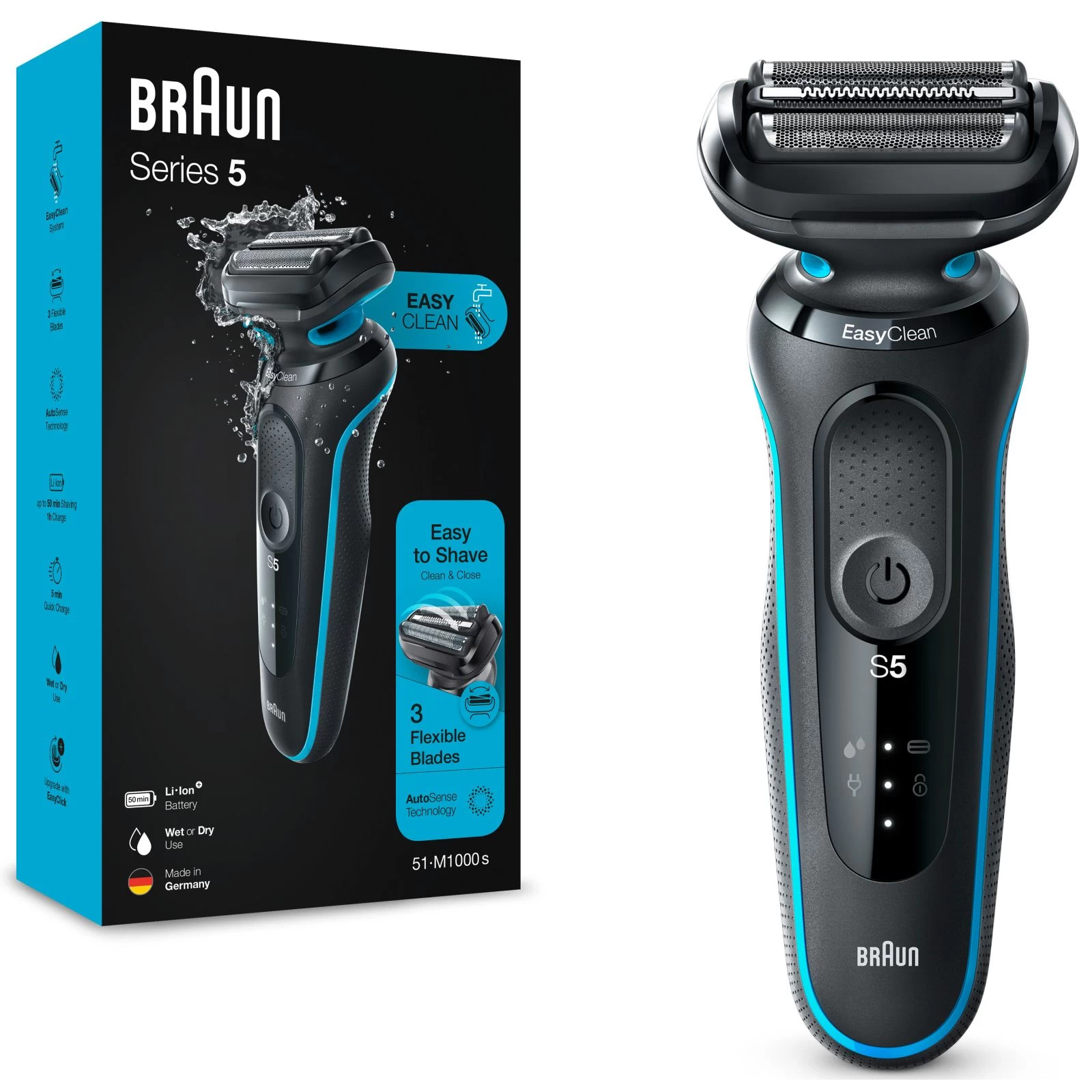 Braun Series 5 51-M1000s BLACK / MINT Бритвенная система: сеточная