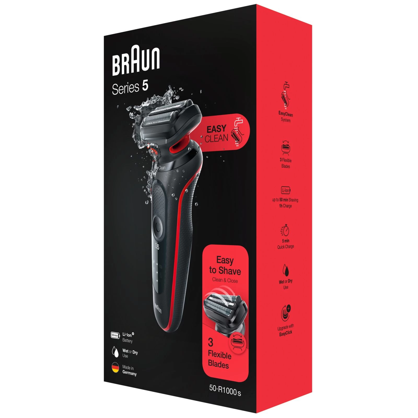 Braun Series 5 51-R1000s BLACK/RED Бритовна система: сіткова