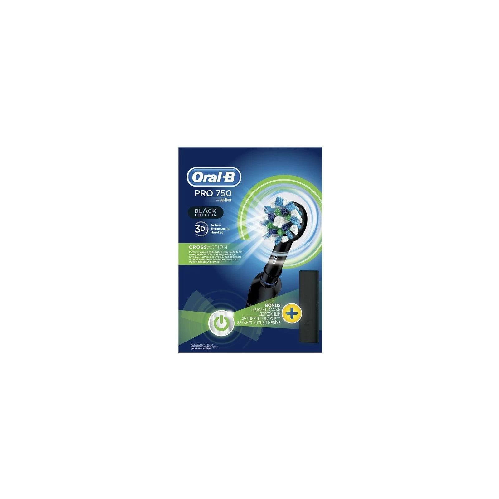 Електрична зубна щітка Oral-B Pro 750 D16.513.1UX 3756 Black Edition (4210201218463) (UA) Технологія роторна 