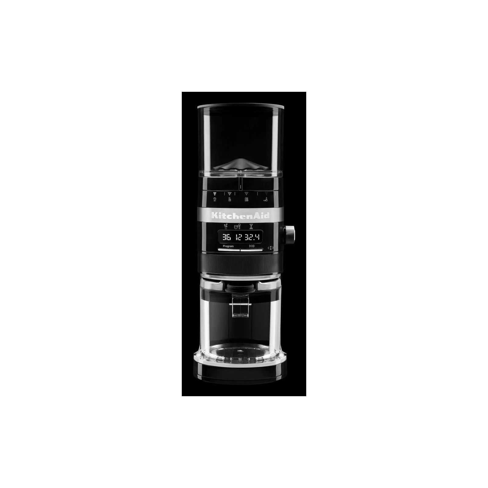 KitchenAid 5KCG8433EOB (UA) Обладнання захист від перегріву, таймер, регулювання ступеня помелу, з дисплеєм, автоблокування, дозування порції кави 