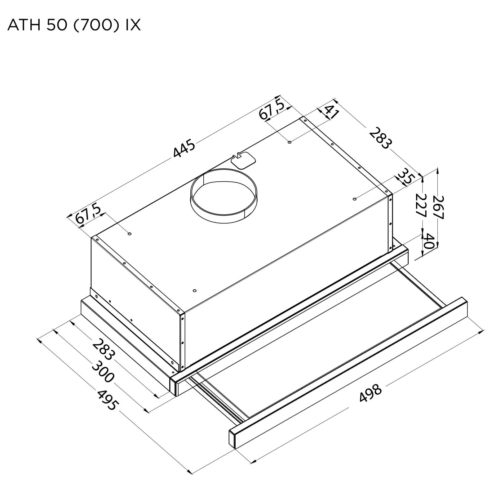 Pyramida ATH 50 (700) IX Тип: телескопічна; Тип монтажу: у