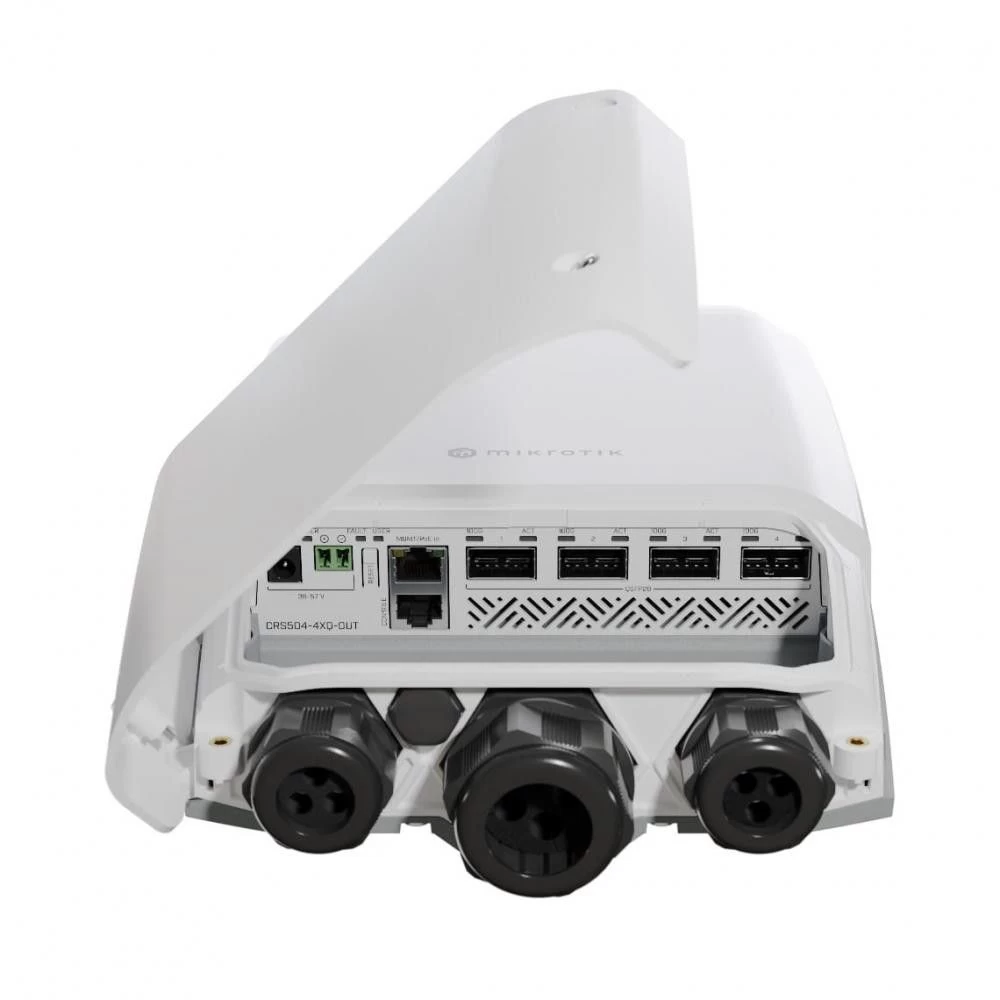 Комутатор некерований Mikrotik Cloud Router Switch (CRS504-4XQ-OUT) (UA) Інші порти 4х 100G QSFP28 порту, консольний порт з роз'ємом RJ45