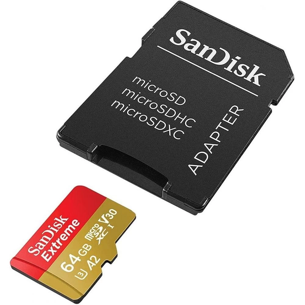 SanDisk 64 GB microSDXC UHS-I U3 V30 A2 Extreme (SDSQXAH-064G-GN6MA) (UA) Video Speed Class V30