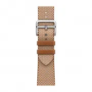 Apple Watch Hermès Series 9 GPS + Cellular, 41mm Silver Stainless Steel Case with Gold/Ecru Toile H Single Tour (MRQ43 / MTJG3)