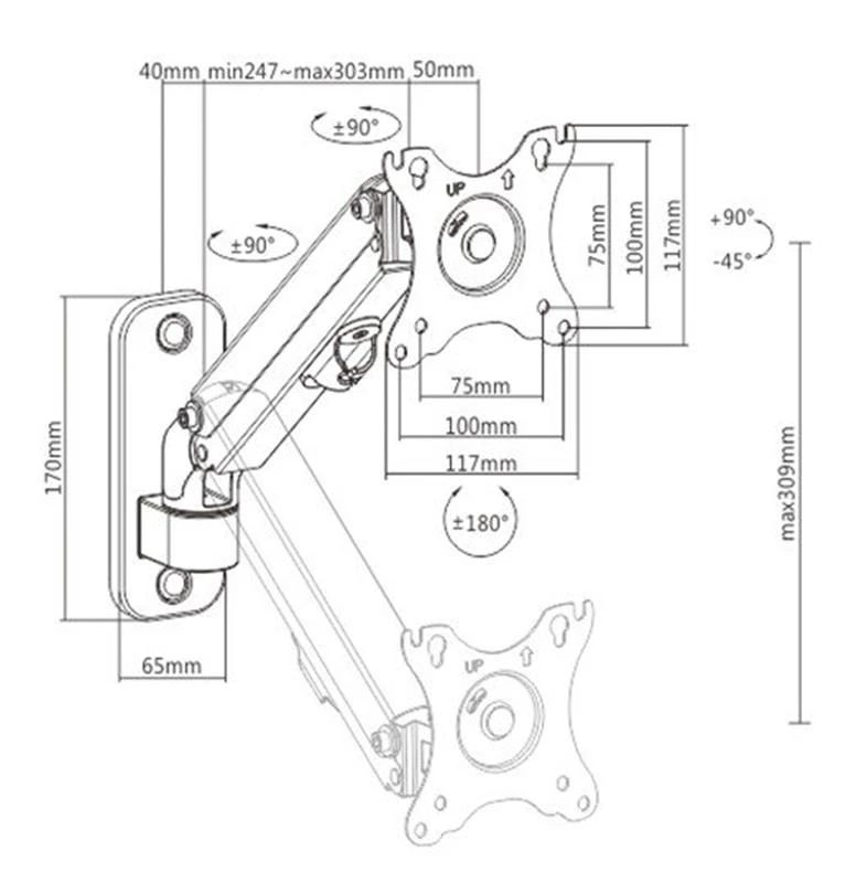 Gembird MA-WA1-01 (VESA100х100) (UA) Вид кронштейна:
