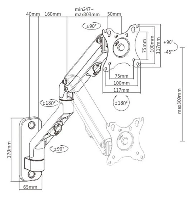 Gembird MA-WA1-02 (VESA100х100) (UA) Вид кронштейна: